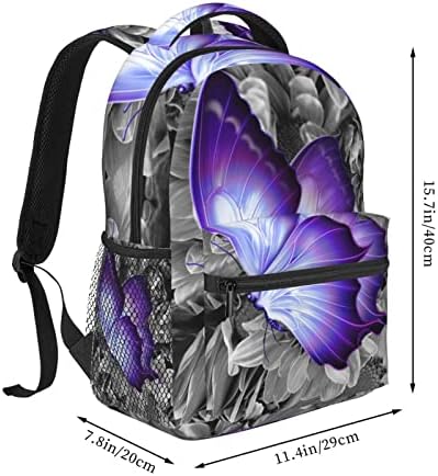 Ognot ljubičasti leptir ruksak za školu, veliki ruksak za putovanja, lagana školska torba na fakultetu za laptop za muškarce za muškarce