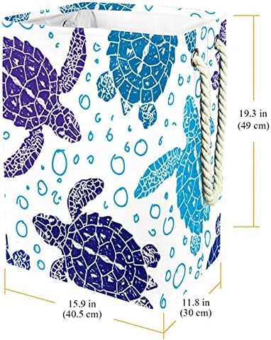 Inhomer Boho Blue Sea Turtle velika korpa za veš vodootporna sklopiva korpa za veš za Organizator igračaka za odeću, kućni dekor za spavaću sobu kupatilo
