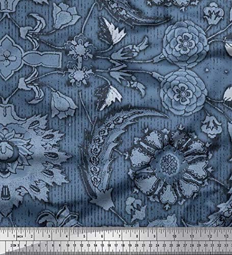 Soimoi poliester krep tkanina lišće & amp ;Floral etnički Print Fabric by the Yard 52 inch Wide