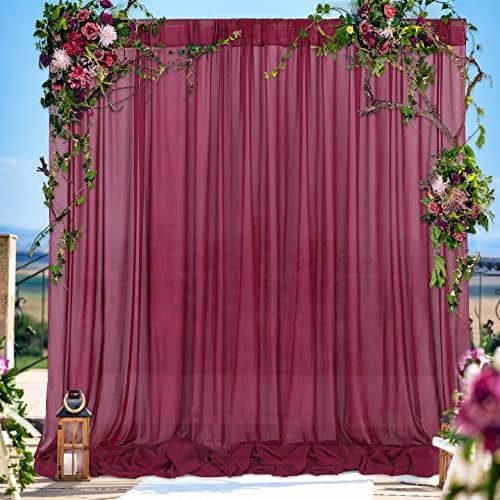 Vjenčana pozadina Curtains Chiffon Party Backdrop Drapes 10FTX10ft za vjenčani arch Party Dekoracije Burgundija