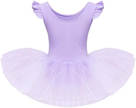 Idopip Toddler Kid Girls Ruffle Flutter rukava baleta plesna haljina Tutus Skirted Leotard Ballerina Dancewear