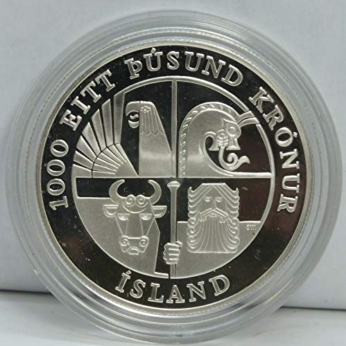 2000 Island Leifur Eiriksson Komemorativni dokaz Srebrni dolar - DCAM - US Mint