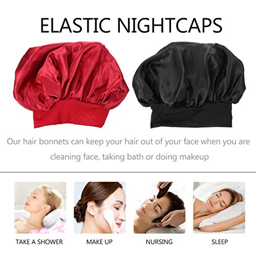 Fomiyes Women Trake za glavu 4pcs Saten Bonnet svilena poklopac elastične široke trake za spavanje Beanie