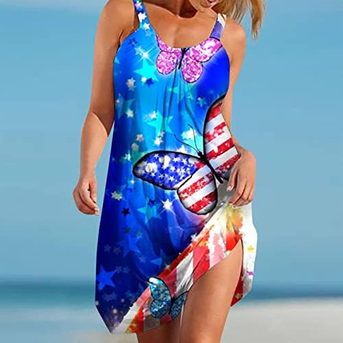 Lmdudan Dan nezavisnosti Sundress žene američka zastava Print 4. jula Mini haljine seksi Patriotska Odjeća
