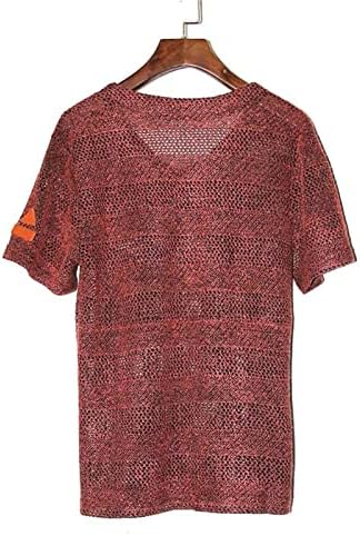 Men Mesh Vidi kroz majicu Fishnet Streetwear s kratkim rukavima modni casual solid u boji