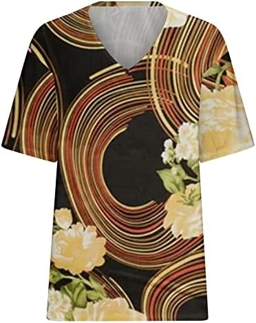 Ženske plus veličine vrhova ljetna majica kratkih rukava V izrez labavi casual tee Flowy majica tiskani