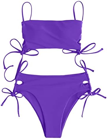 Bikini set za žene Dvodijelni kupaći kostim etnički print Visoki struk zamotani blok u boji Halter Back