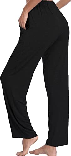 Jorlyen ženske joge hlače duge modalne udobne pantalone za crtanje slobodne ravno-noge za jogu trčanje sportskih sa džepovima
