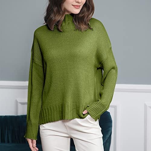 Huankd ženski džemperi Ležerne prilike za pletenje dugih rukava, puni ubojni džemper Top Turtleneck rukav