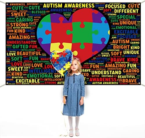 Nepnuser Autism Awareness Photo Booth pozadina Puzzle komad ljubavi srce April dekoracija Budi ljubazan