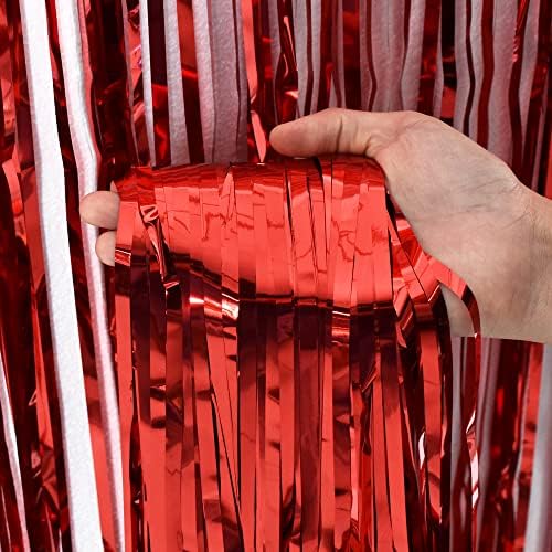 TONIFUL 2kom crvene metalik šljokice folija rub zavjese, 3.28 ft x 9.84 ft Photo Booth pozadina Streamer