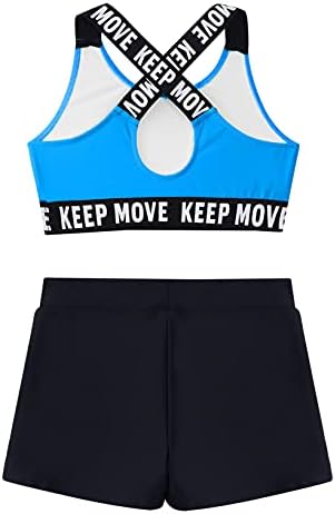 Nimiya Kids Girls Athletic Outfit Crop Top grudnjak s kratkim hlačama Sportska vježba Gimnastika Leotard Dancing