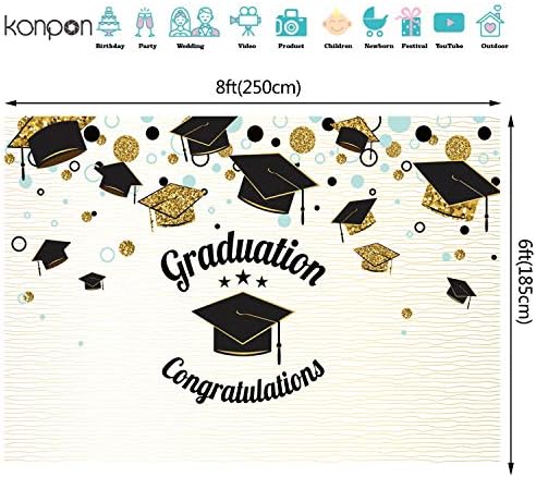 Čestitke za diplomu pozadina fotografije zlatna crna kapa za diplomiranje 2019 diplomirani foto pozadina Photoshoot Studio rekviziti Vinyl 8x6ft W-1415