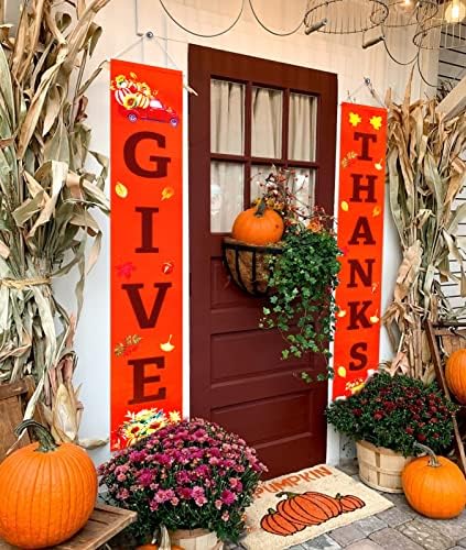 Znak za dekor ulaznih vrata za Dan zahvalnosti, 72 x12 viseći baner za Dan zahvalnosti sa javorovim listovima kamion bundeva, jesenji ukrasi za Kućni dekor za zabave na otvorenom