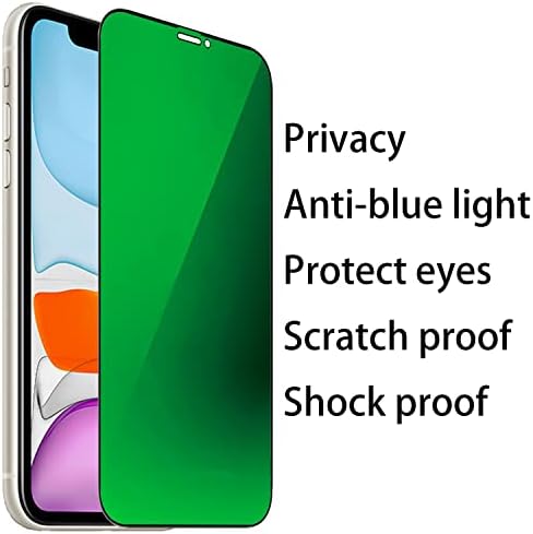 BWEDXEZ 2 Pakovanje odijelo od kaljenog stakla protiv plave privatnosti za iPhone 11 / iPhone XR ogledalo protiv špijunskog štitnika za ekran protiv Virenja film galvanizovan 9h tvrdoća protiv ogrebotina 6,1 inča