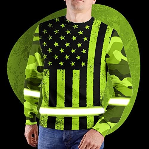 HiVis prilagođena američka zastava košulja visoke vidljivosti prilagođeno ime Reflective Safety Workwear Runners, Walkers