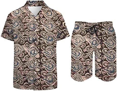 Ovircd muške košulje i šorc setovi savladaju cvjetnu majicu 2 komada casual gumba niz majicu kratke rukave