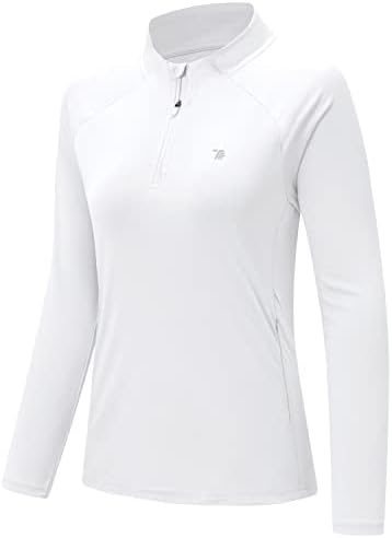 Ysento ženske sunčeve majice Pješačke majice dugi rukav 1/4 Zip UPF 50 Golf polo majice vrhovi džep sa zatvaračem