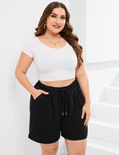 ShopWonder Plus size Ženske ležerne atletske kratke hlače Visoke strukske kratke hlače Bermuda Sportski