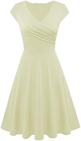 Nokmopo kratke haljine za žene modna haljina u boji V-izrez kratka rukava večernja haljina ženske haljine