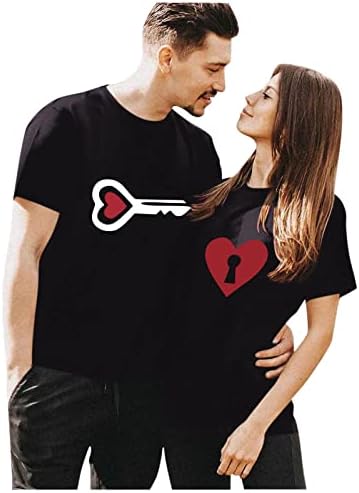 Fandream Valentinovo podudaranje par majica kratki rukav posada vrat ljubav štampanje opuštena majica za