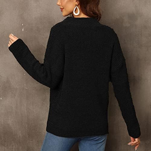 XipCokm Ženski džemperi sa zatvaračem Ležerne prilike dugih rukava s dugim rukavima V-izrez Duks pletene