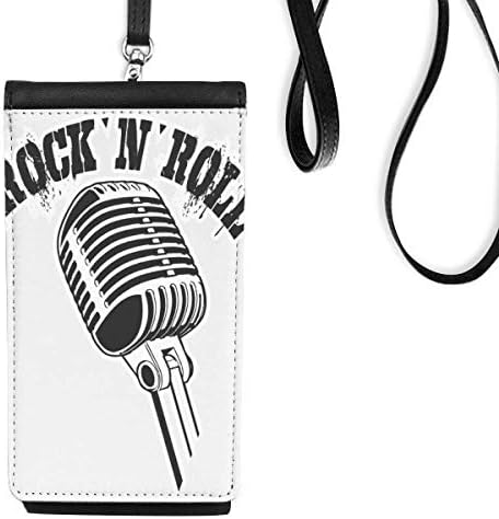 Mikrofon Ilustrirajte muziku Jednostavni uzorak Telefon novčanik torbica Viseće mobilne torbice Crni džep