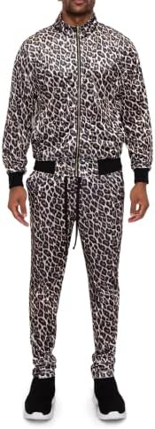 G-Style USA muško Leopard Brown Velvet Velur set trenerka - sa kapuljačom i dugeni ST862 - Leopard Brown