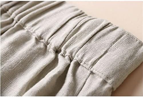 Maiyifu-GJ ženske posteljine obrezane široke pantalone za noge visokog struka s dugim pantalonima raste