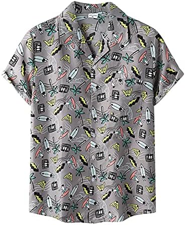 XXBR muške havajske košulje s kratkim rukavima gumb za tisak za ispis niz vintage ljeto slim fit casual
