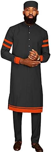 Muškarci Tracksiuit Afrička odjeća Tradicionalni set Dashiki Košulja Pant i hat 3 komada TripAl odijelo Casual Robe
