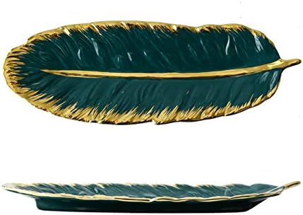 JLXZHOME keramička ploča zlatna zelena Banana u obliku lista porculansko predjelo desertni tanjir za nakit