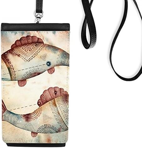 March Ribe Constellation Zodijak Telefon novčanik torbica Viseće mobilne torbice Crni džep