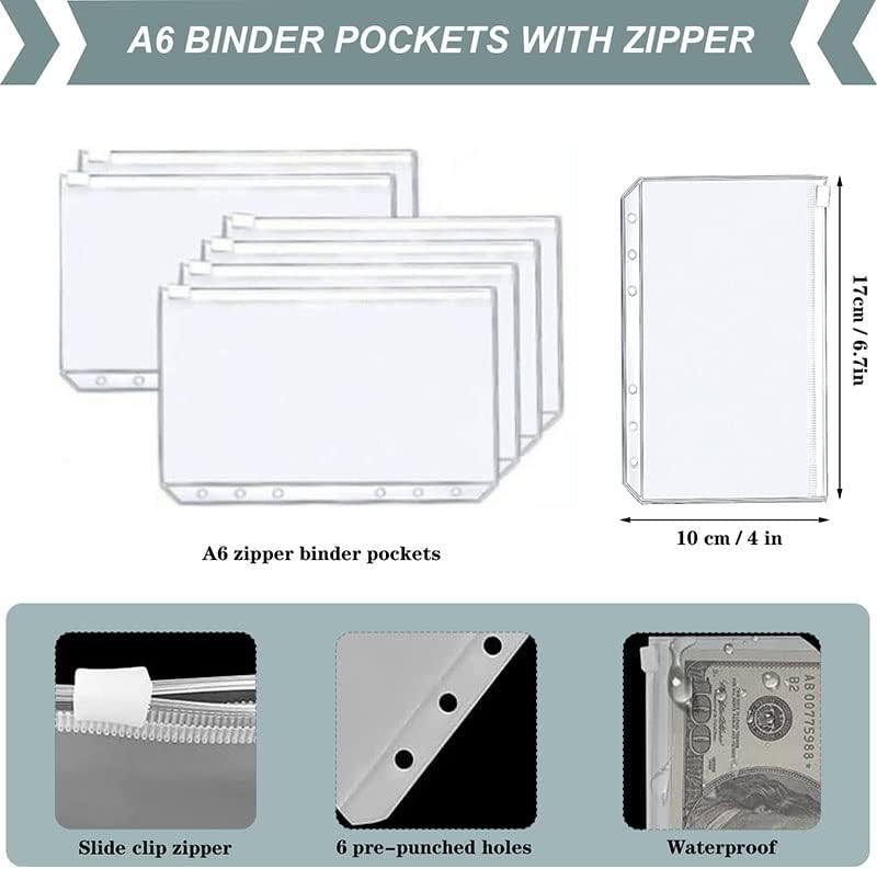 Sawqf Mini PU kože A6 Binder Budget planer Notebook Cash Organiser Organiser System sa čistim džepovima