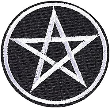 Xunhui White Pentagram Star vezeni zakrpa za patch iron-on Pentacle Wicca Simbol 5 komada