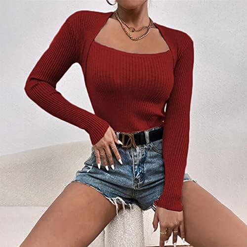 Overmal ženska solidna boja tanka fit dugih rukava džemper dno