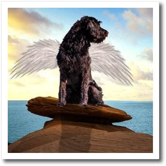 3droza slatki smeđi pas sa anđeoskim krilima i pogledom na ocean - glačalo na transferima topline