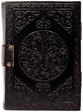 Keltska kožna grimoire časopis sa kamenim crnim ručno rađenim trostrukim mjesecom prazan čarolija od vještice