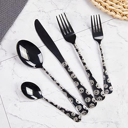 COCOROSE Black Silverware Set,Set posuđa za jelo servis za 4, setovi noževa i viljuški i kašika sa ručkom