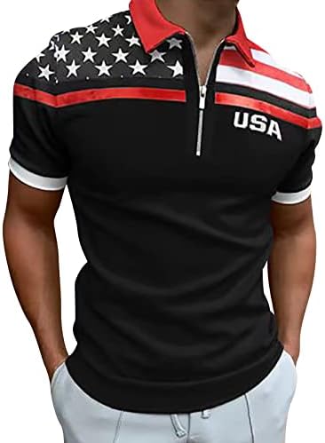 BMISEGM Ljetne velike i visoke majice za muškarce Muški mišić isključuju se ovratnik američka zastava Print