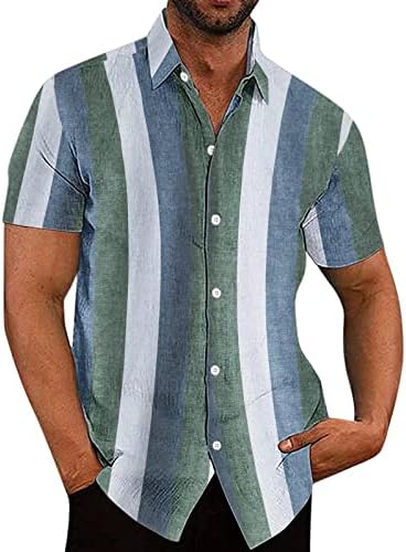 Ubst pamučne majice za muške prugaste patchwork ljeto kratkih rukava majica dolje majica Vintage Casual