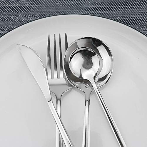 Dejjfoi 30kom Set srebrnog posuđa 18/10 Set pribora za jelo od nerđajućeg čelika Set pribora za jelo na