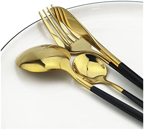 weizhun 8/16kom crno zlato viljuška za večeru posuđe za jelo posuđe od nerđajućeg čelika Srebrnina Zlatna