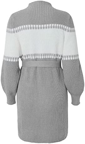 Oplxuo džemper haljine za žene 2022 Casual Dugi rukav Mock vrat u boji blok zdepast pleteni pulover džemper