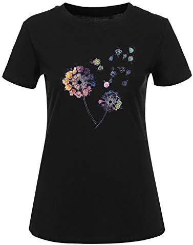 Miashui ženske tanke duge rukave majica T-Shirt pismo okrugla ženska štampa kratki rukav vrat modna bluza