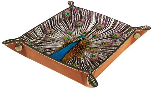 Aisso Valet Tray Peacock Printing kožne ladice za nakit kutija za organizatore za novčanike,satove,ključeve,