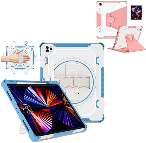 Tasskto za iPad Pro 12.9 6. / 5. / 4. / 3. Gen Case Plava + kožna tanka futrola za iPad Pro 12,9 ružičasta