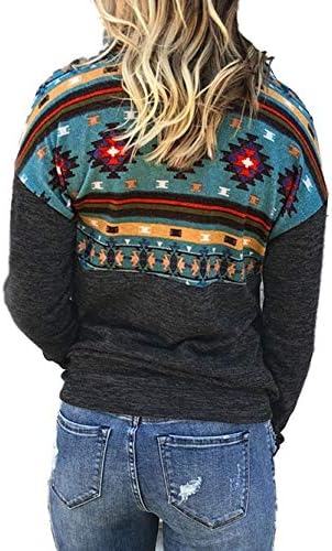 Voopptaw ženska polovina zip duksela Ležerna Aztec Ispis pulover s dugim rukavima sa džepom