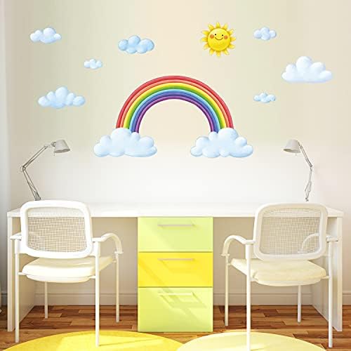 Decowalll DA-1913 Rainbow i oblaci Dječji zidni naljepnice Naljepnice Zidne naljepnice Ogulje i štapile