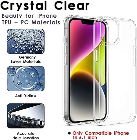 5 u 1 dizajniran za iPhone 14 Case 6.1 inch, 2 paketa kaljenog stakla Zaštita ekrana + 2 paketa zaštita